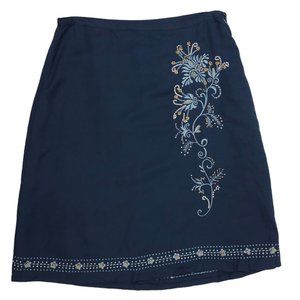 Uniform John Paul Richard Petite Linen Blend Skirt Women 8 Embroidered Beaded